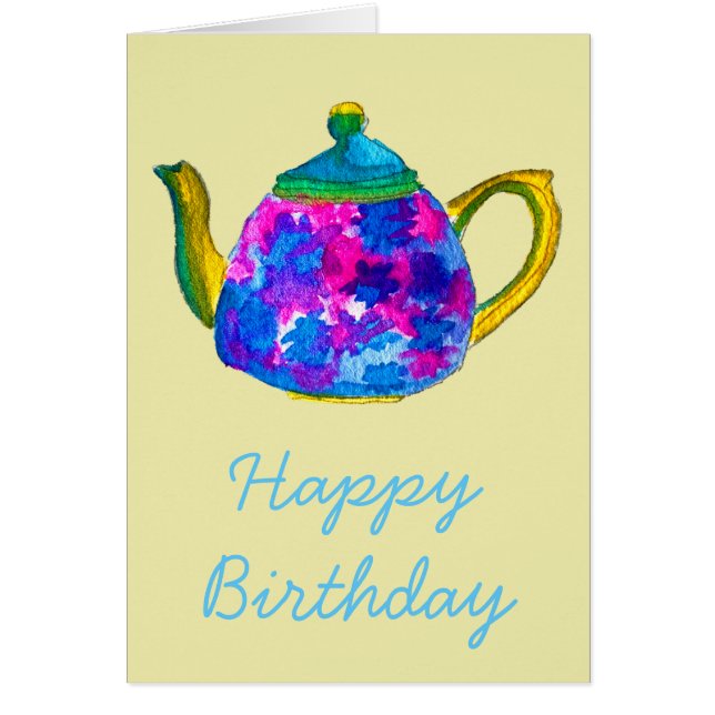 Cartão Bule de aquarela (Frente)