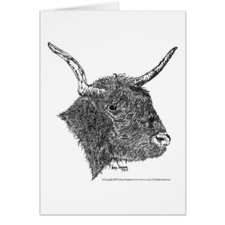 Cartão Bull com chifres caneta & desenho da tinta