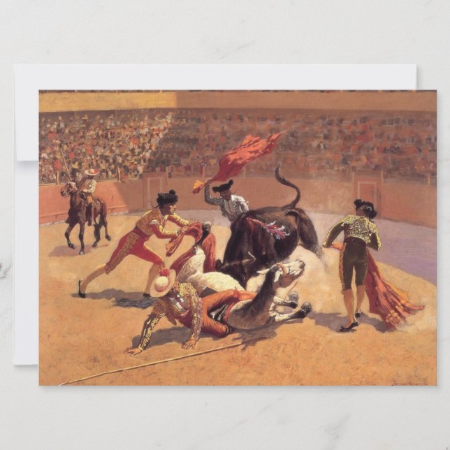 Cartão Bull Fight in Mexico (por Frederic Remington) (Frente)