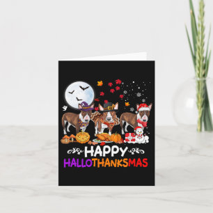 Cartão Bull Terrier Dog Natal Feliz Hallothankmas Tha