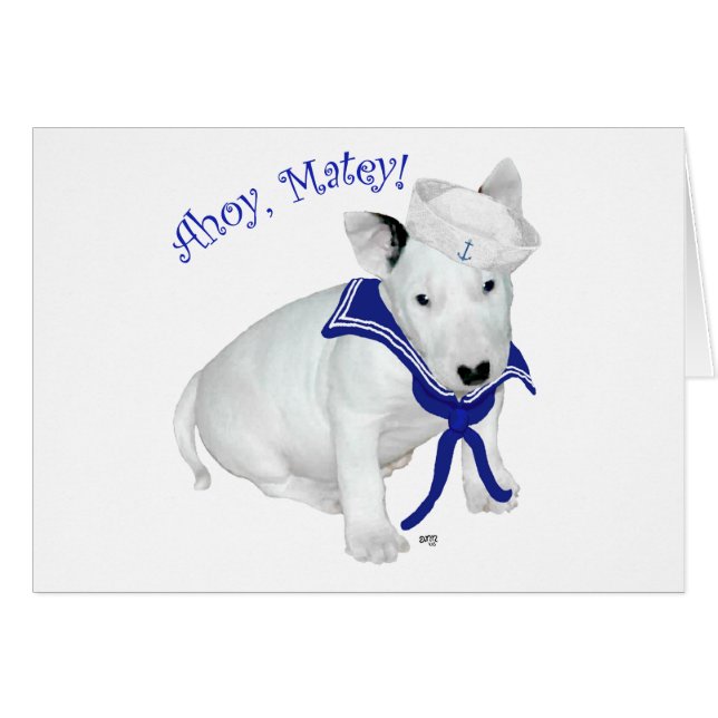 Cartão Bull Terrier Puppy Sailor (Frente Horizontal)