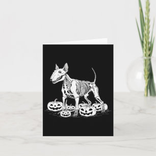 Cartão Bull Terrier Skeleton Birthday Halloween Mens Mulh