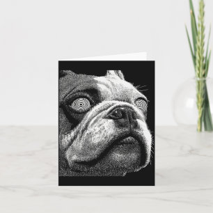 Cartão Bulldog britânico hipnótico Olhos estranhos Weirdc