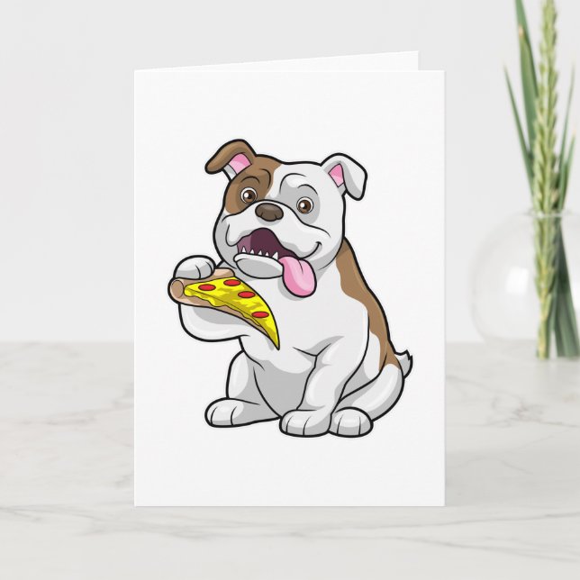 Cartão Bulldog com Pedaço de Pizza (Frente)