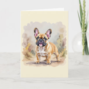 Cartão Bulldog Francês Cãozinho Francês Fofo Cor Bege