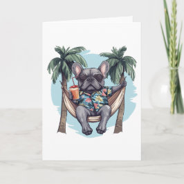 Cartão Bulldog Francês com Camisa Havaiana