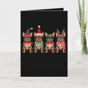 Cartão Bulldog Francês De Natal Cachorro Papai Noel Rena