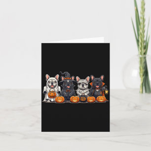 Cartão Bulldog Francês Fantasma Bruxa Abóboras Halloween