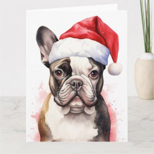 Cartão Bulldog Francês Natal Patas de Papai Noel Festivo