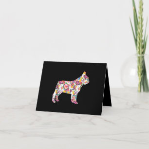 Cartão Bulldog Francês Patterno de Flor Francês Bulldog