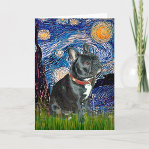 Cartão Bulldog francês (preto 11) - Starry Night (vert)