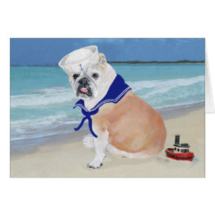 Cartão Bulldog Inglês Marinheiro
