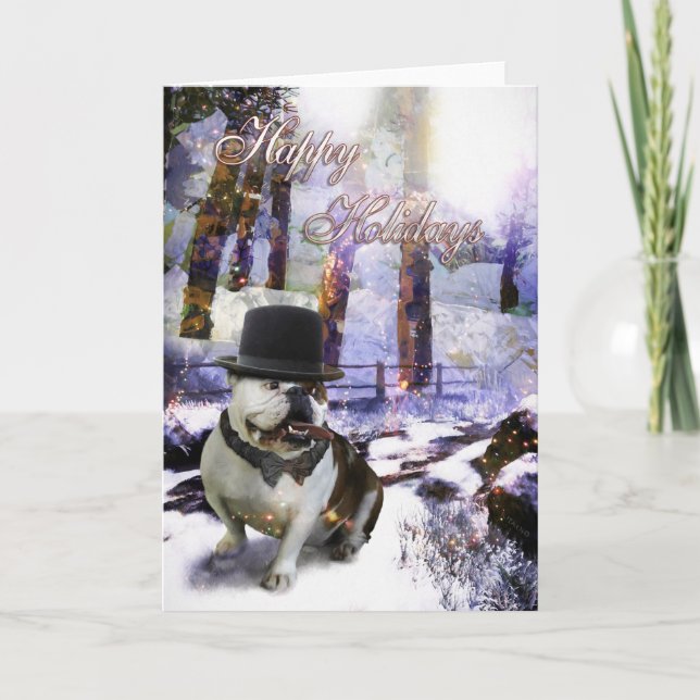 Cartão Bulldog Natal "FELIZES FÉRIAS" (Frente)