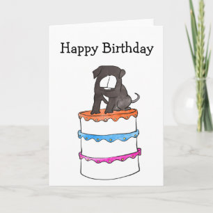 Cartão Bulldog on cake birthday card
