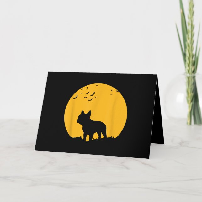 Cartão Bulldogue Francês Lua Design Inspirado no Hallowee (Frente)