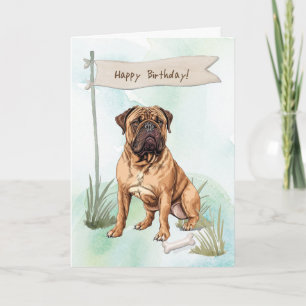 Cartão Bullmastiff Break Dog Fora do Sinal de Aniversário