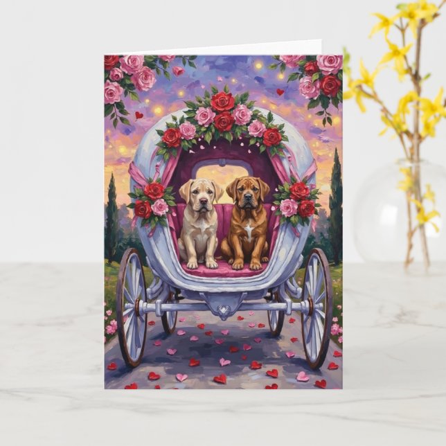 Cartão Bullmastiff Dog Valentine's Day  (Flor Amarela)