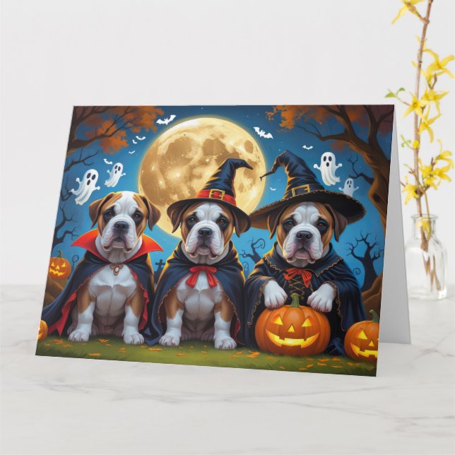 Cartão Bullmastiff Dogs Pumpkin Halloween Engraçado (Flor Amarela)