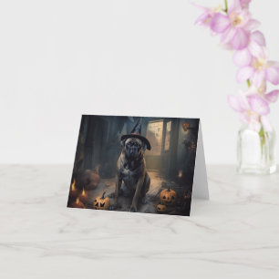 Cartão Bullmastiff Pumpkins Halloween Scary