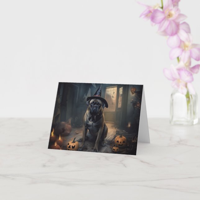 Cartão Bullmastiff Pumpkins Halloween Scary (Orquídea)
