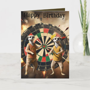 Cartão Bullseye Burrow: Jogadores Meerkat Dart, Aniversár