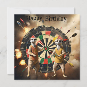 Cartão Bullseye Burrow: Jogadores Meerkat Dart, Aniversár