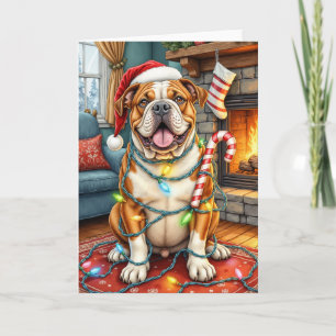 Cartão Bully Jolly American Bulldog Natal