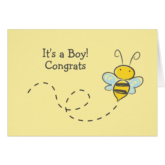 Cartão Bumble Bee Parabéns Newborn Baby Card (Frente Horizontal)