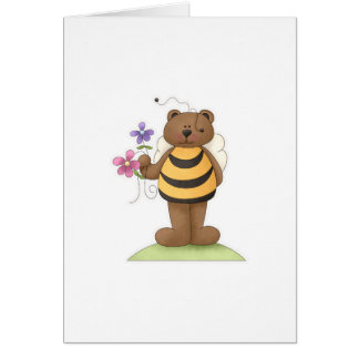 Cartão Bumble o urso com flores