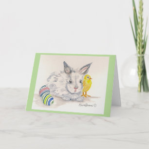 Cartão Bunny and Chick Easter Watercolor Card