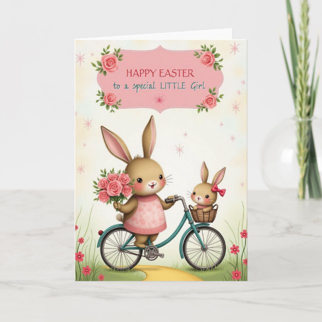 Cartão Bunny Bicycle Ride Greeting Card (Frente)