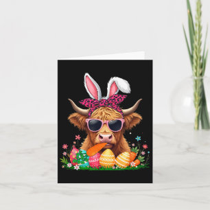 Cartão Bunny Cow Arco Tie Comendo Cenoura Ovos De Páscoa