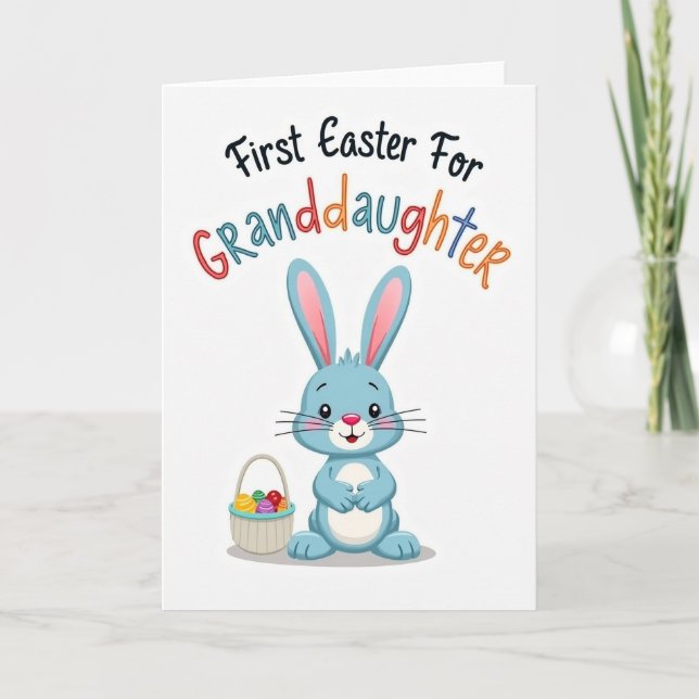 Cartão Bunny First Easter Granddaughter Card (Frente)