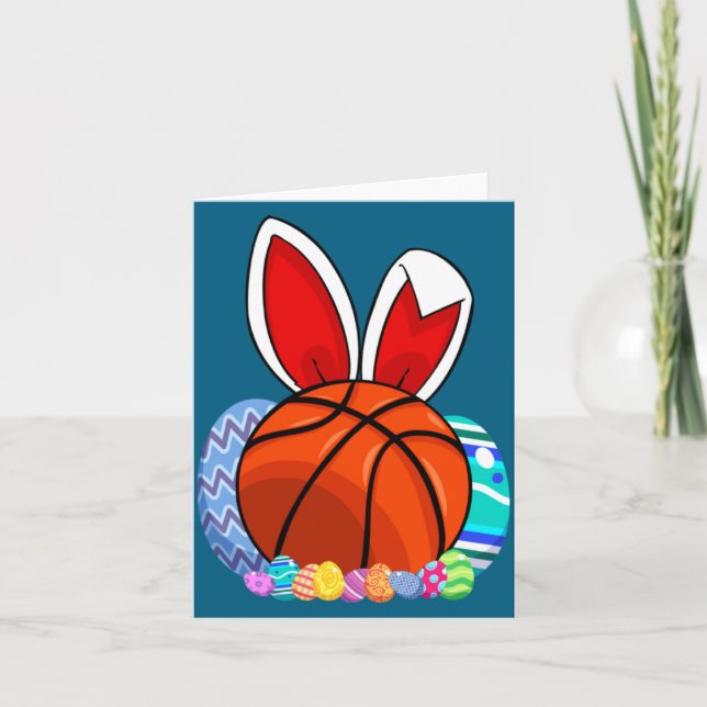 Cartão Bunny Fofinho de Ovo de Páscoa de Basquete (Frente)