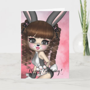 Cartão Bunny Girl Birthday Card