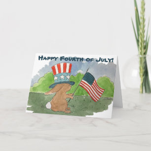 Cartão Bunny Happy Fourth of July Card Party Invitation
