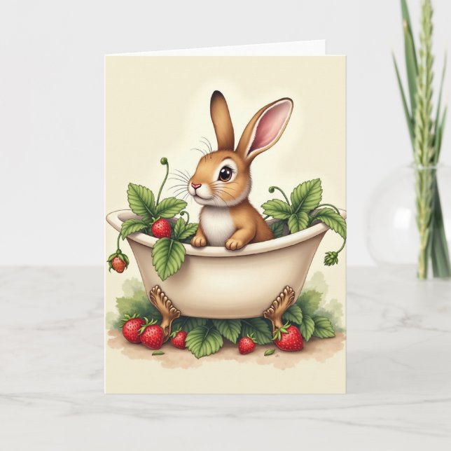 Cartão Bunny In A Tub Cute Card (Frente)
