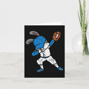 Cartão Bunny Rabbit Dab Baseball Páscoa Esporte Pitcher B