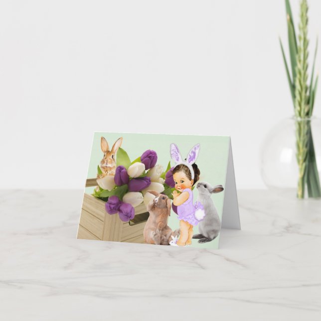 Cartão Bunny Rabbit de cuidado e preocupação (Frente)