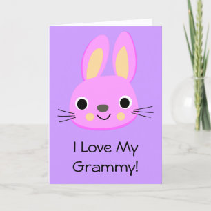 Cartão Bunny Rabbit I Love My Grammy Custom Name Aniversá
