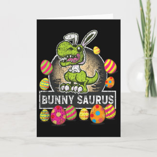 Cartão Bunny Saurus Trex Happy Eastrawr Bunny Dino Kids B