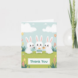 Cartão Bunny Tea Party Thank You Card | Cute Rabbit Girls