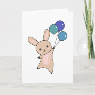 Cartão Bunny Voa Balões Acima De Animais Cujos Animais Sã