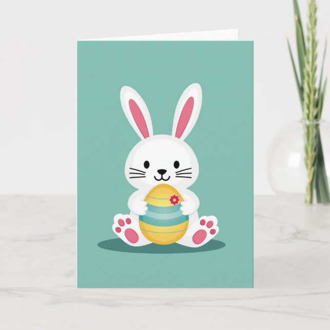Cartão Bunny With Egg Celebration Card (Frente)