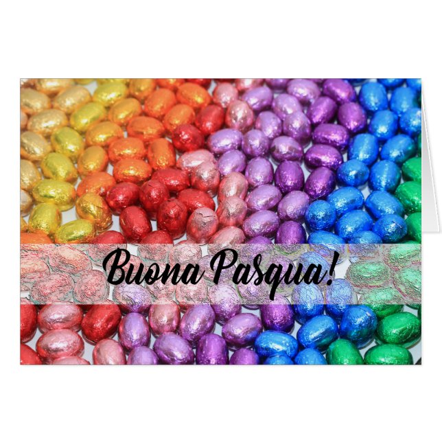 Cartão Buona Pasqua Ovos de Páscoa de Chocolate (Frente Horizontal)