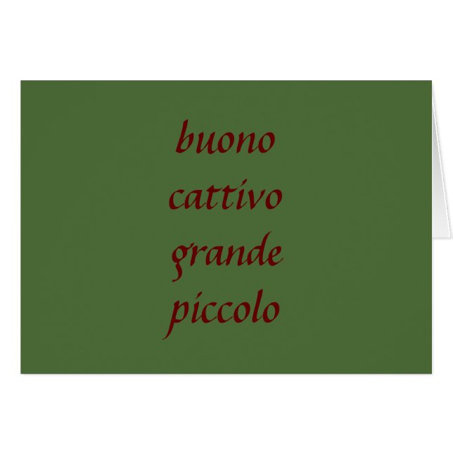 CARTÃO BUONO CATTIVO GRANDE PICCOLO-ITALIANO AMOR SIGNIFI (Frente Horizontal)