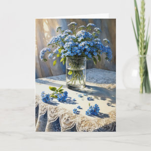 Cartão Buquê Azul Esqueça-Me-Não Floral