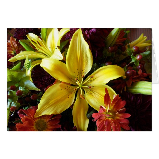 Cartão Buquê casamento outono (Frente horizontal)