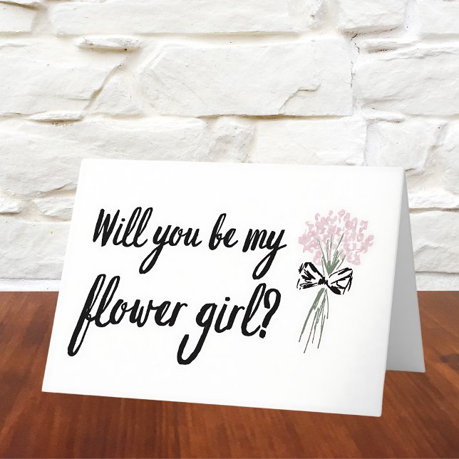 Cartão Buquê Chic, Você Será Minha Proposta De Menina Flo (Propose to your flower girl with this timeless floral card. A perfect touch of elegance.)