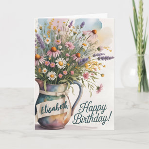 Cartão Buquê de Aniversário Brilhante